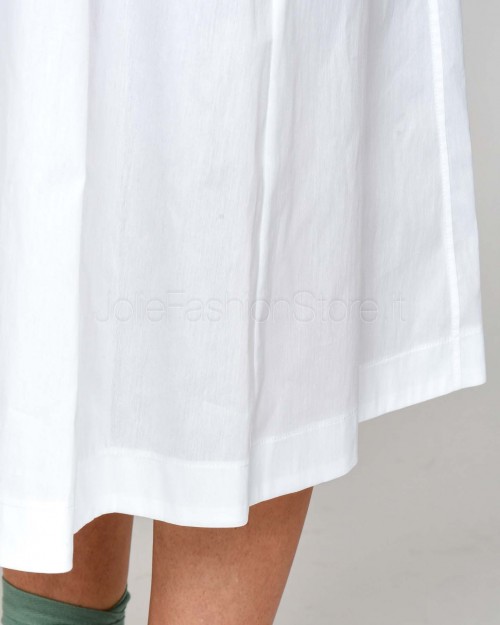 Patrizia Pepe Abito Midi Bustier in Popeline Bianco Ottico  1A2270 A23 W103