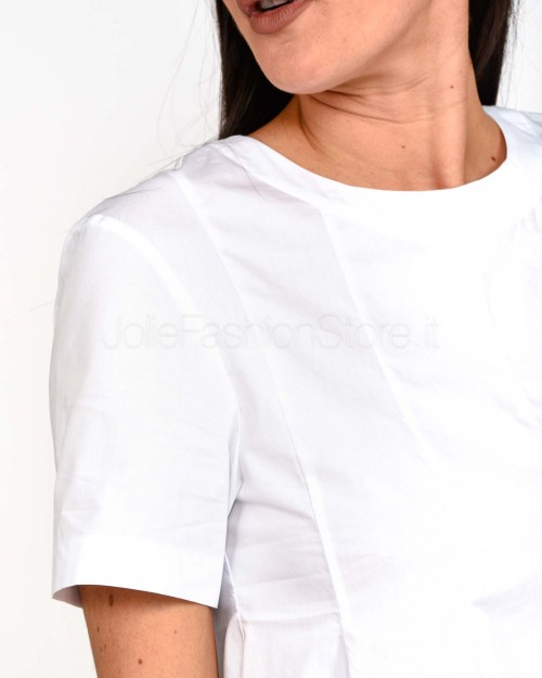 Patrizia Pepe Abito T-Shirt Corto in Cotone Bianco Ottico  1A2272 AH74 W103