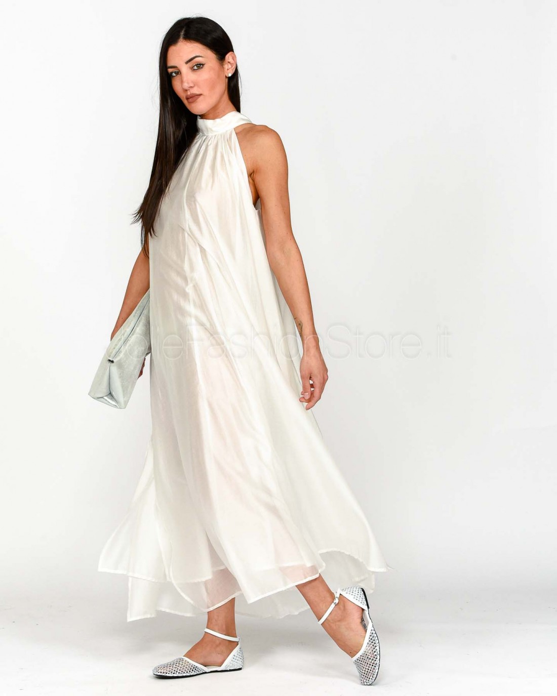 Meimeij Abito Lungo Collo All'americana Off White  M5EF14 791