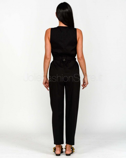 Patrizia Pepe Tuta in Misto Cotone Con Cintura Nero  1T0009 A23 K103