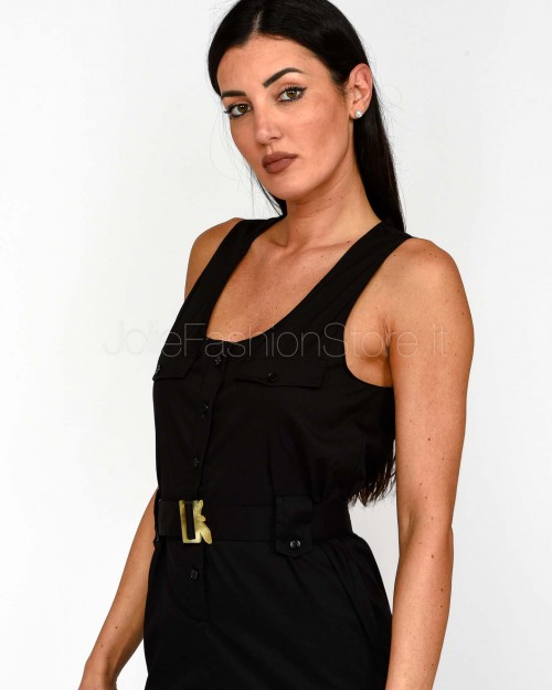 Patrizia Pepe Tuta in Misto Cotone Con Cintura Nero  1T0009 A23 K103