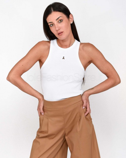 Patrizia Pepe Canotta Bianco Ottico Apertura Sul Retro