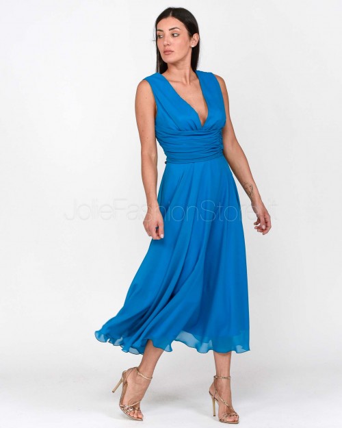 Atelier Legora Abito Vita Longuette Azzurro  PE25AT101 OCEAN INTENSE