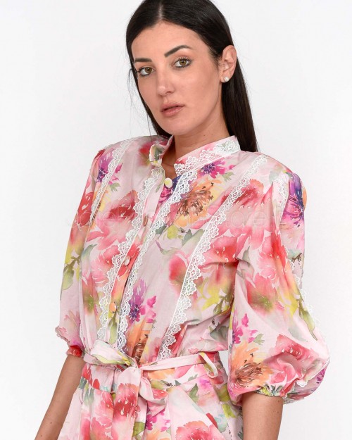 Actualee Tuta Pink Voile Dettaglio Pizzo  14213 PINK VOILE