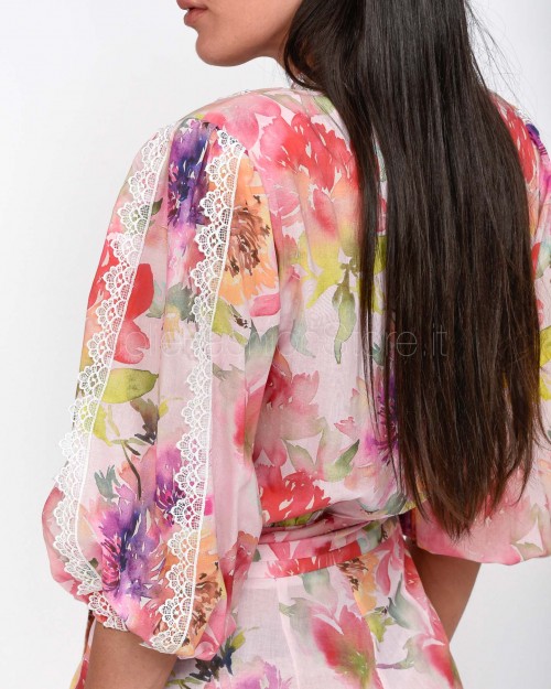 Actualee Tuta Pink Voile Dettaglio Pizzo  14213 PINK VOILE