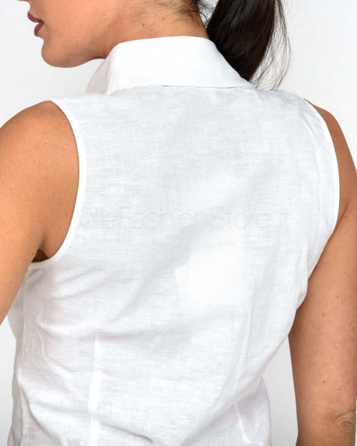 Grace & Mila White Linen and Cotton Shirt  RENEE 13286 ECRU