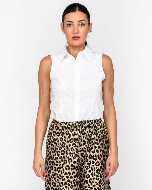 Grace & Mila White Linen and Cotton Shirt  RENEE 13286 ECRU