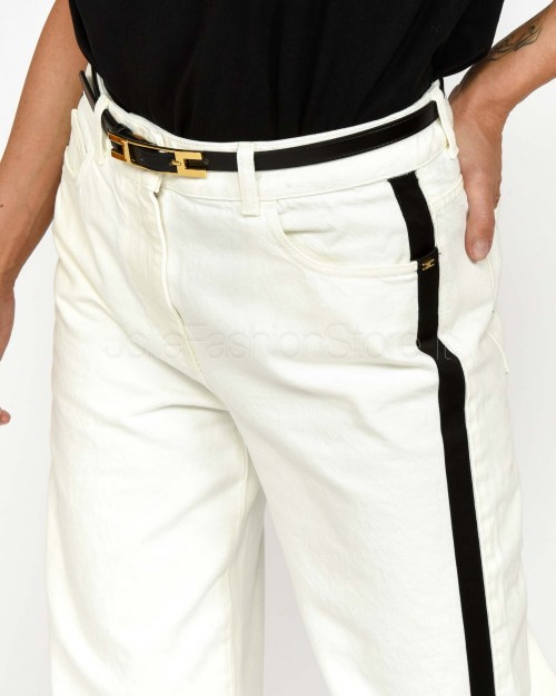 Elisabetta Franchi Jeans con Bande in Raso Nero Con Cintura  PJ13I56E2 309