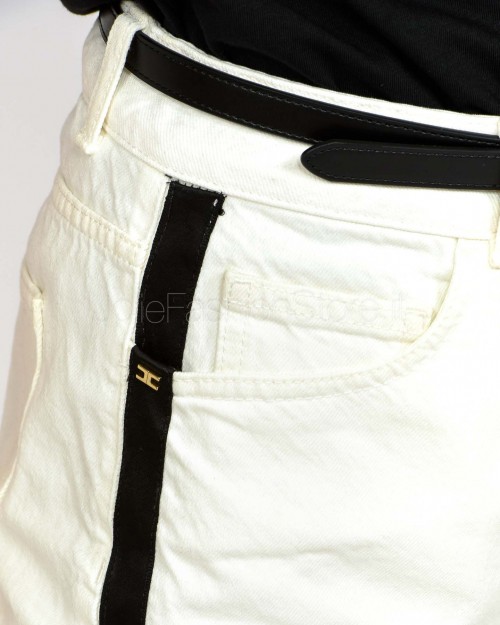 Elisabetta Franchi Jeans con Bande in Raso Nero Con Cintura  PJ13I56E2 309