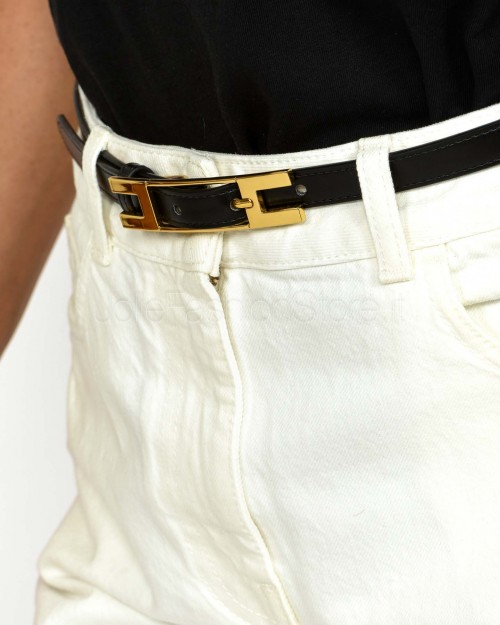 Elisabetta Franchi Jeans con Bande in Raso Nero Con Cintura  PJ13I56E2 309