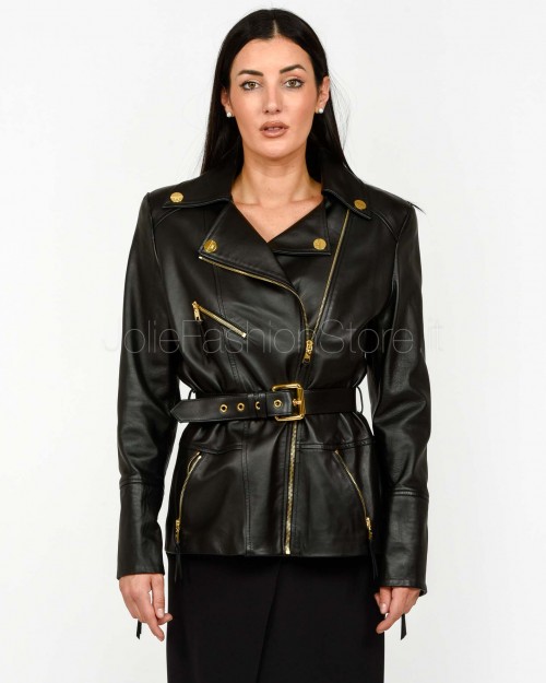 Elisabetta Franchi Giacca Biker in Pelle Nero  GD50Z56E2 110