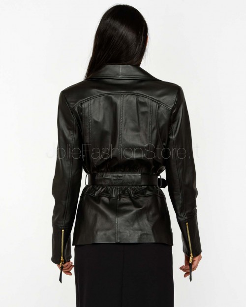 Elisabetta Franchi Giacca Biker in Pelle Nero  GD50Z56E2 110