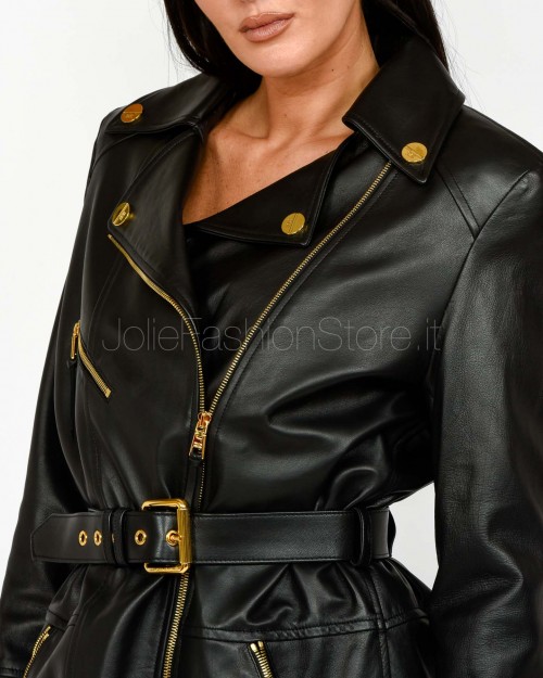 Elisabetta Franchi Giacca Biker in Pelle Nero  GD50Z56E2 110