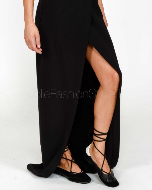 Elisabetta Franchi Abito Red Carpet in Crêpe Leggero con Bottoni Nero  ABR0456E2 110