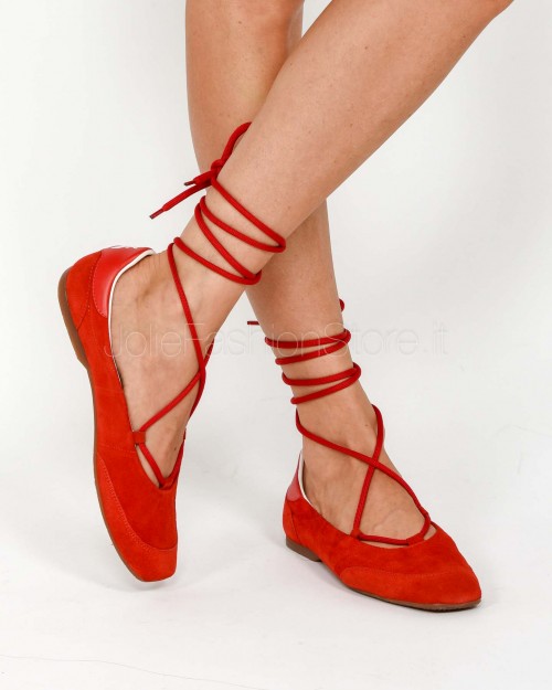 Patrizia Pepe Ballerina Dancing SKIN Red in Suede  8Z0123 L152 R533