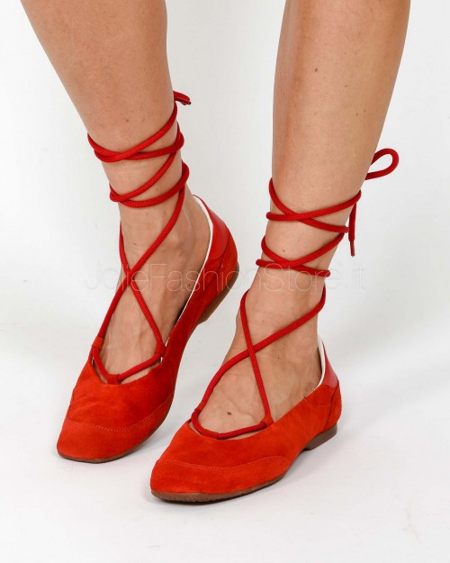 Patrizia Pepe Ballerina Dancing SKIN Red in Suede  8Z0123 L152 R533