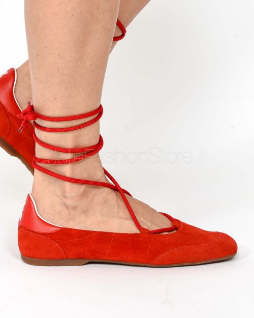 Patrizia Pepe Ballerina Dancing SKIN Red in Suede  8Z0123 L152 R533