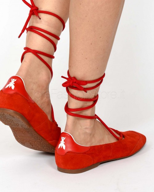 Patrizia Pepe Ballerina Dancing SKIN Red in Suede  8Z0123 L152 R533