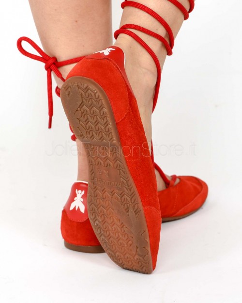 Patrizia Pepe Ballerina Dancing SKIN Red in Suede  8Z0123 L152 R533