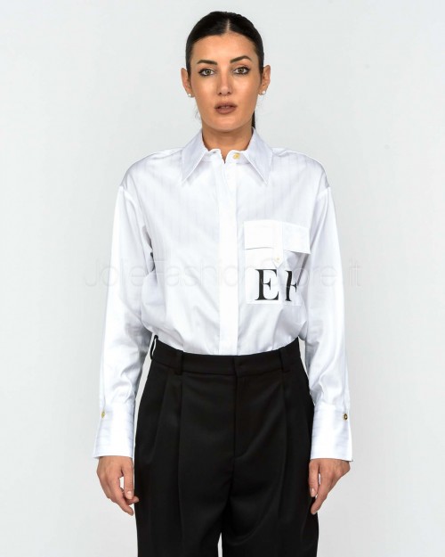 Elisabetta Franchi Camicia in Popeline di Cotone a Righe  CA12156E2 100