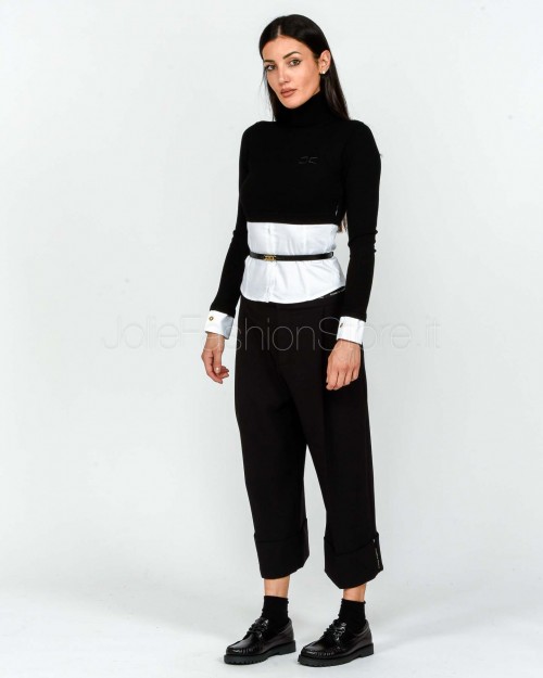 Elisabetta Franchi Bermuda in Crêpe Leggero con Nastro Logo Nero  PA11656E2 110