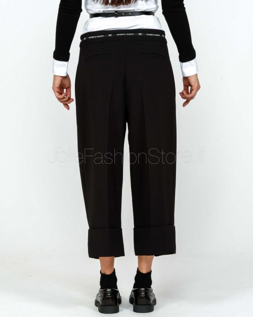 Elisabetta Franchi Bermuda in Crêpe Leggero con Nastro Logo Nero  PA11656E2 110