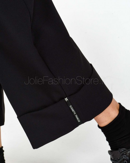 Elisabetta Franchi Bermuda in Crêpe Leggero con Nastro Logo Nero  PA11656E2 110