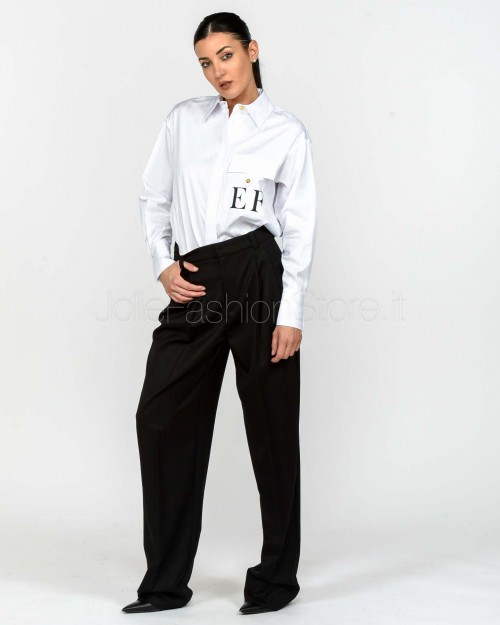 Elisabetta Franchi Pantalone In Fresco Lana Nero  PA11456E2 110