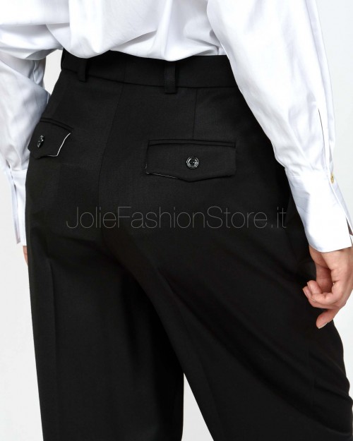 Elisabetta Franchi Pantalone In Fresco Lana Nero  PA11456E2 110