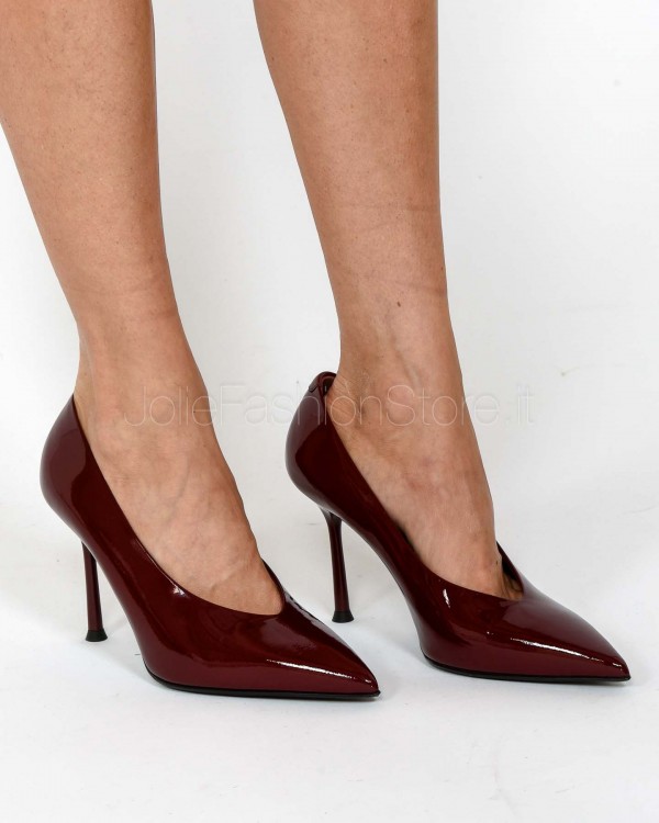 Sergio Levantesi Leather Pumps Deep Neckline Patent Red Laque  MODERN56