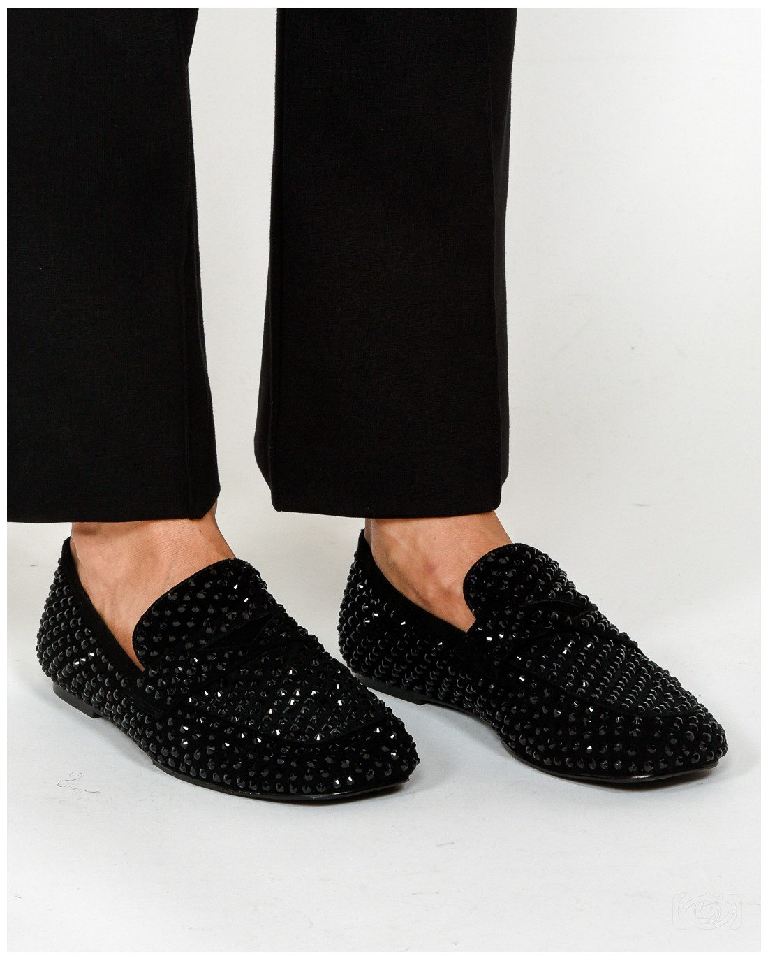 Strategia Mocassino Nero con Strass