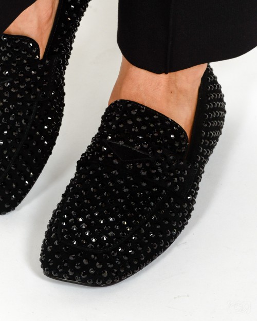 Strategia Mocassino Nero con Strass  R22 BLACK BLACK
