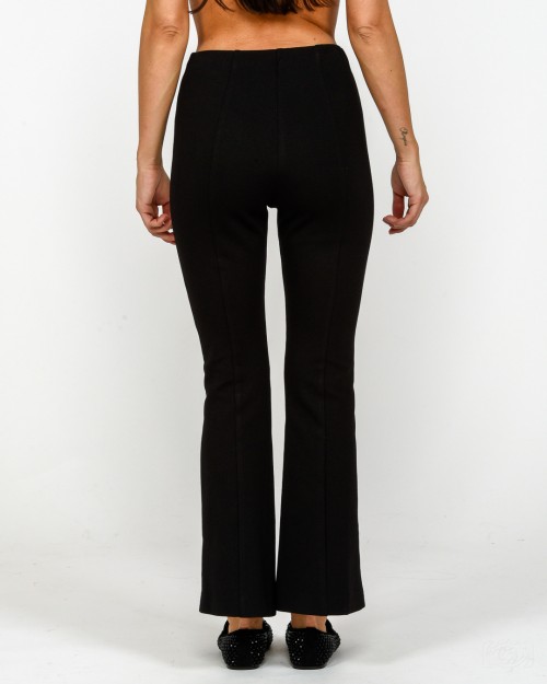 Elisabetta Franchi Pantalone in Crêpe Leggero con Dettagli Smoking Nero  PA08856E2 110
