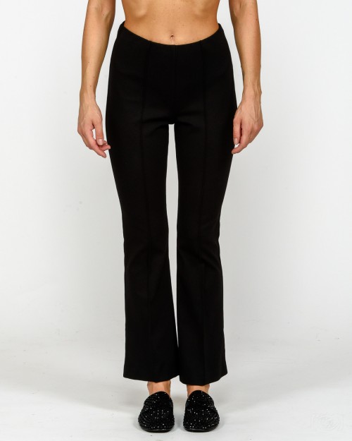Elisabetta Franchi Pantalone in Crêpe Leggero con Dettagli Smoking Nero  PA08856E2 110