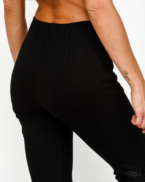 Elisabetta Franchi Pantalone in Crêpe Leggero con Dettagli Smoking Nero  PA08856E2 110