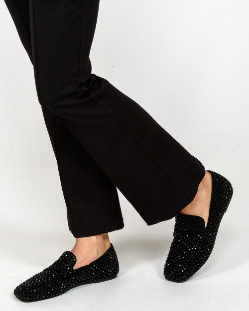 Elisabetta Franchi Pantalone in Crêpe Leggero con Dettagli Smoking Nero  PA08856E2 110