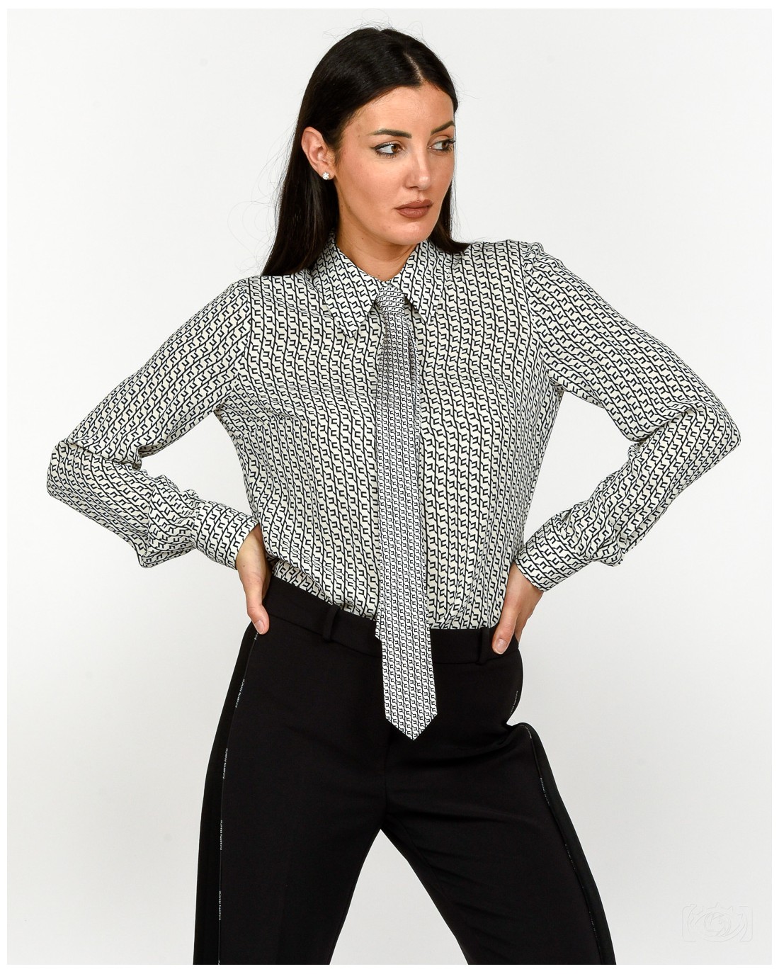 Elisabetta Franchi Camicia Milk/Nero