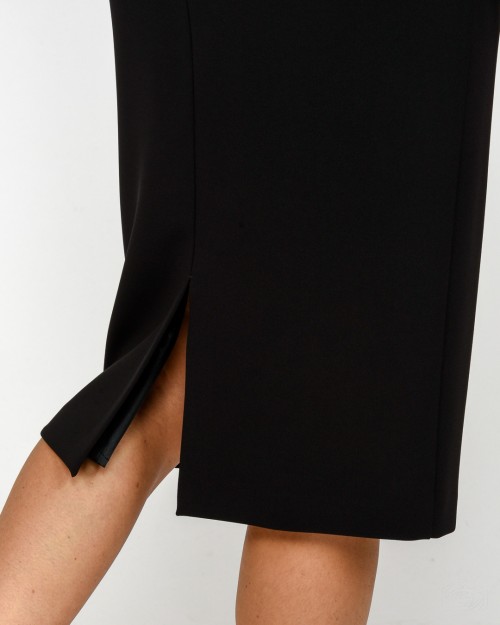 Elisabetta Franchi Gonna in Crêpe con Nastro Logo Nero  GO11856E2 110