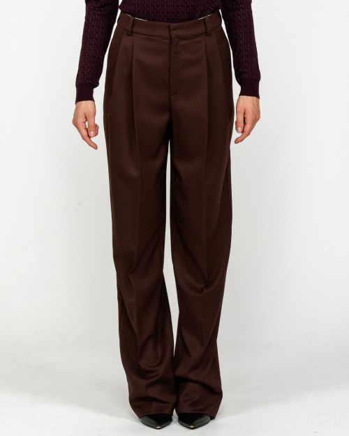 Elisabetta Franchi Pantalone In Fresco Lana Coffee  PA11456E2 EA3