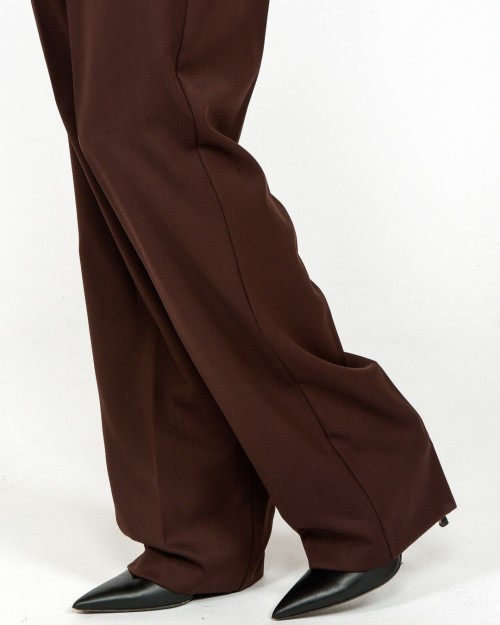Elisabetta Franchi Pantalone In Fresco Lana Coffee  PA11456E2 EA3