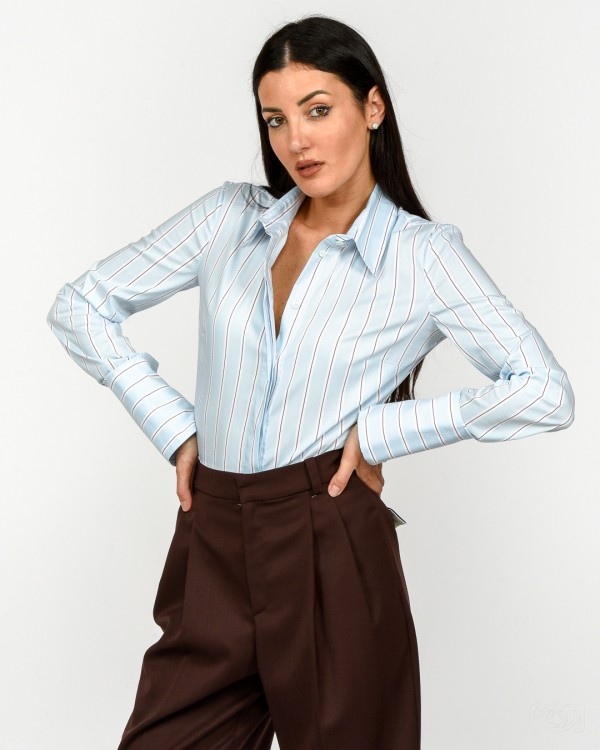 Patrizia Pepe Camicia Body a Righe Ice Water Stripes  8C0820 A544 FG15