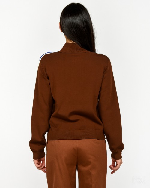 Patrizia Pepe Felpa Con Banda in Contrasto Earth Brown  8K0308 K266 B834