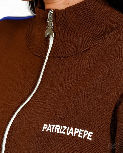Patrizia Pepe Felpa Con Banda in Contrasto Earth Brown  8K0308 K266 B834