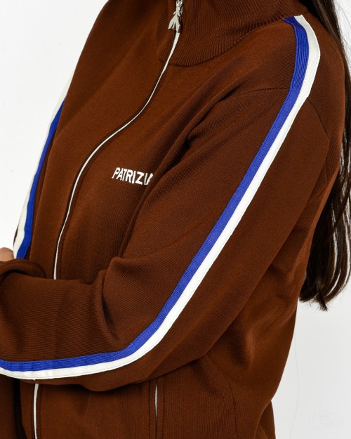 Patrizia Pepe Felpa Con Banda in Contrasto Earth Brown  8K0308 K266 B834