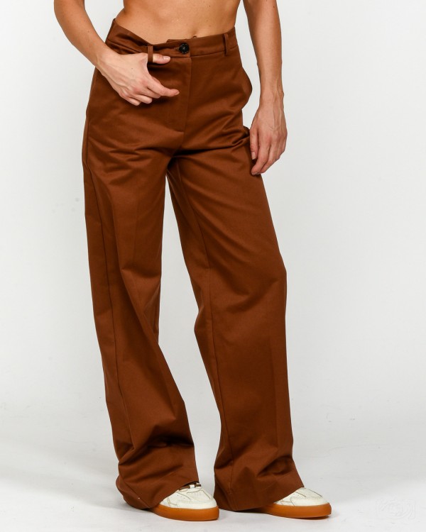 Patrizia Pepe Pantalone Gamba Dritta Earth Brown  8P0764 A633 B834