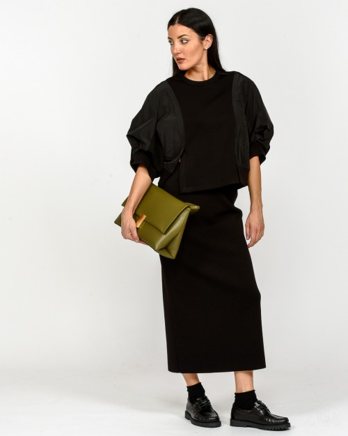 Meimeij T-Shirt Bomber Crop Nero  M5FD00 100