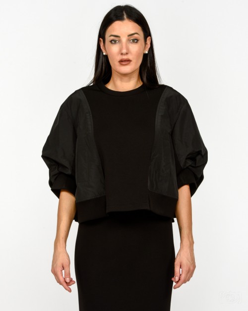 Meimeij T-Shirt Bomber Crop Nero  M5FD00 100