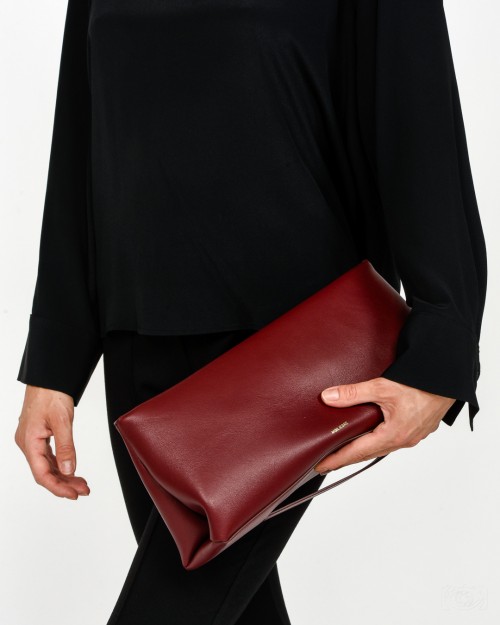 Mouliebre LIMITED EDITION Pochette Vitello Bettolato Bordeaux Modello Carlotta  CARLOTTA011 LE