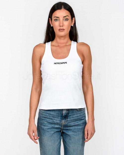 Patrizia Pepe Canotta a Costine Bianco Ottico  8M1617 J216 W103