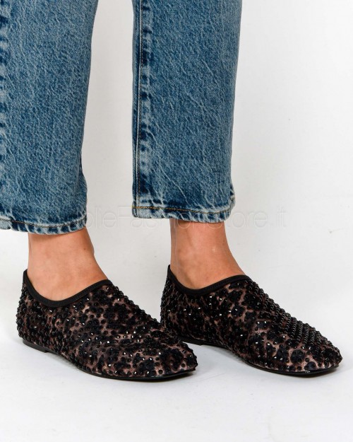 Black Leopard Mesh Ballerina Strategia with Rhinestones  R20 AFRICA BLACK